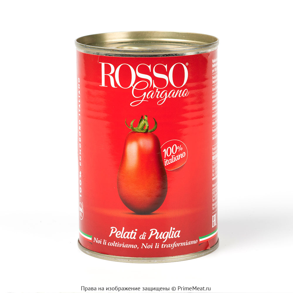 картинка Томаты Rosso Gargano Pelati очищенные целые в собственном соку 400 г от магазина Primemeat 
