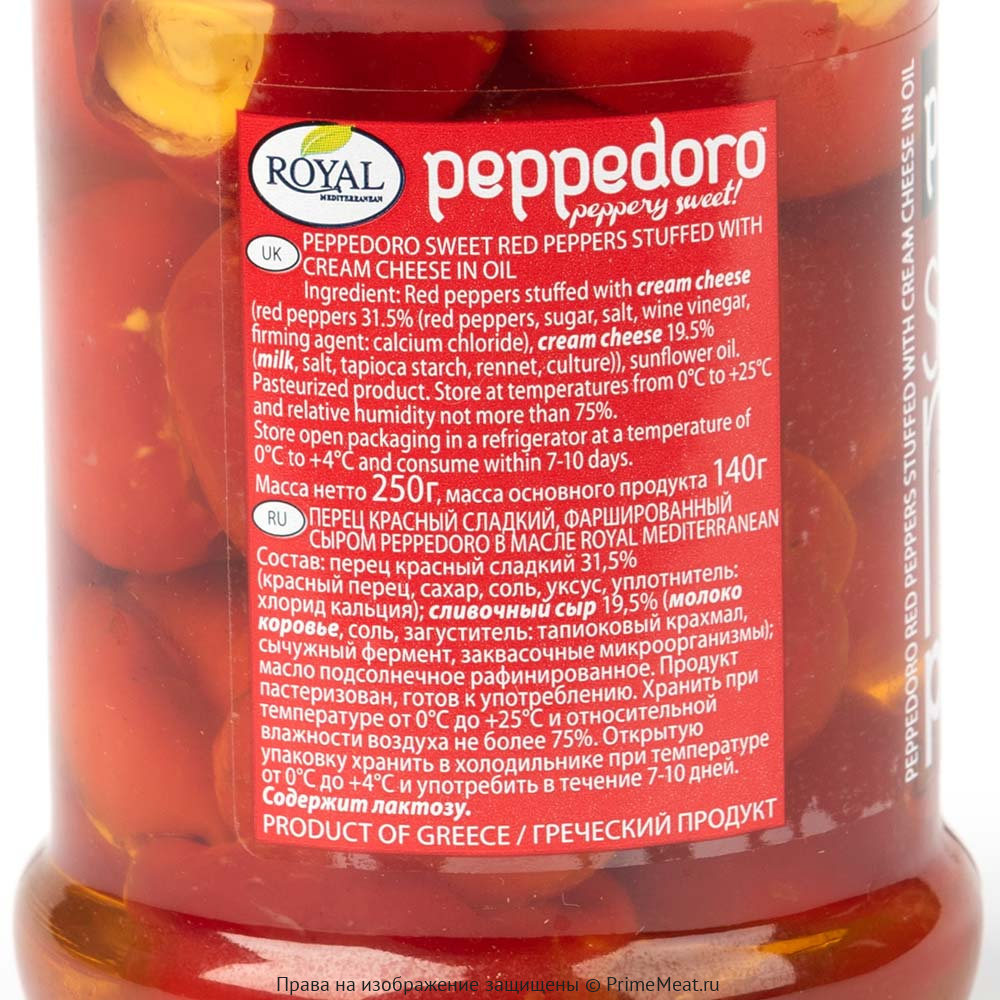 картинка Перец красный Peppadoro сладкий фаршированный сыром 250 г от магазина Primemeat 