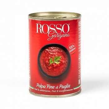 картинка Томаты Rosso Gargano Polpa очищенные давленые в собственном соку 400 г от магазина Primemeat 