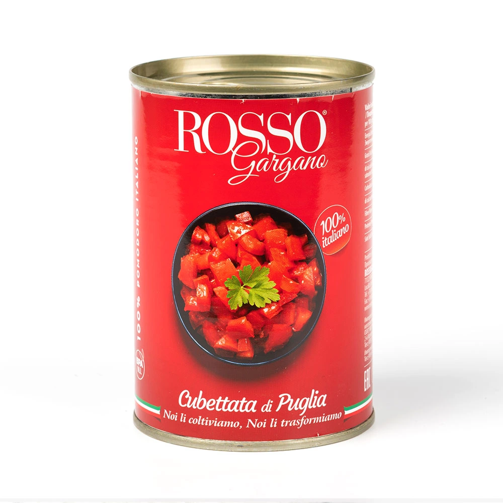 картинка Томаты нарезанные кубиками в собственном соку Rosso Gargano Cubetti 400 г от магазина Primemeat 