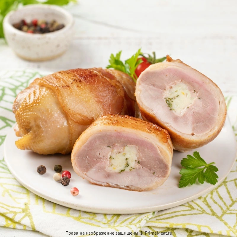 Рулетики из филе перепелки с сыром в беконе (полуфабрикат) (фото)