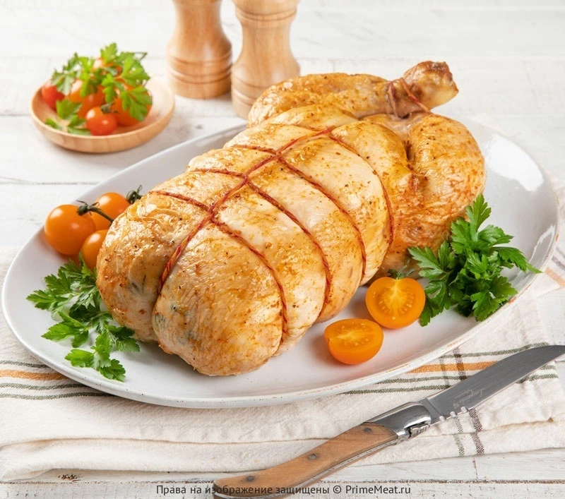 Рулет из целой фермерской курицы с креветками (полуфабрикат) (фото)